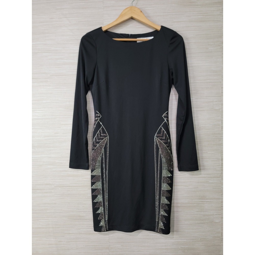 Mark & James by Badgley Mischka Women Dress Black Sheath Studded Size 8 NWT
